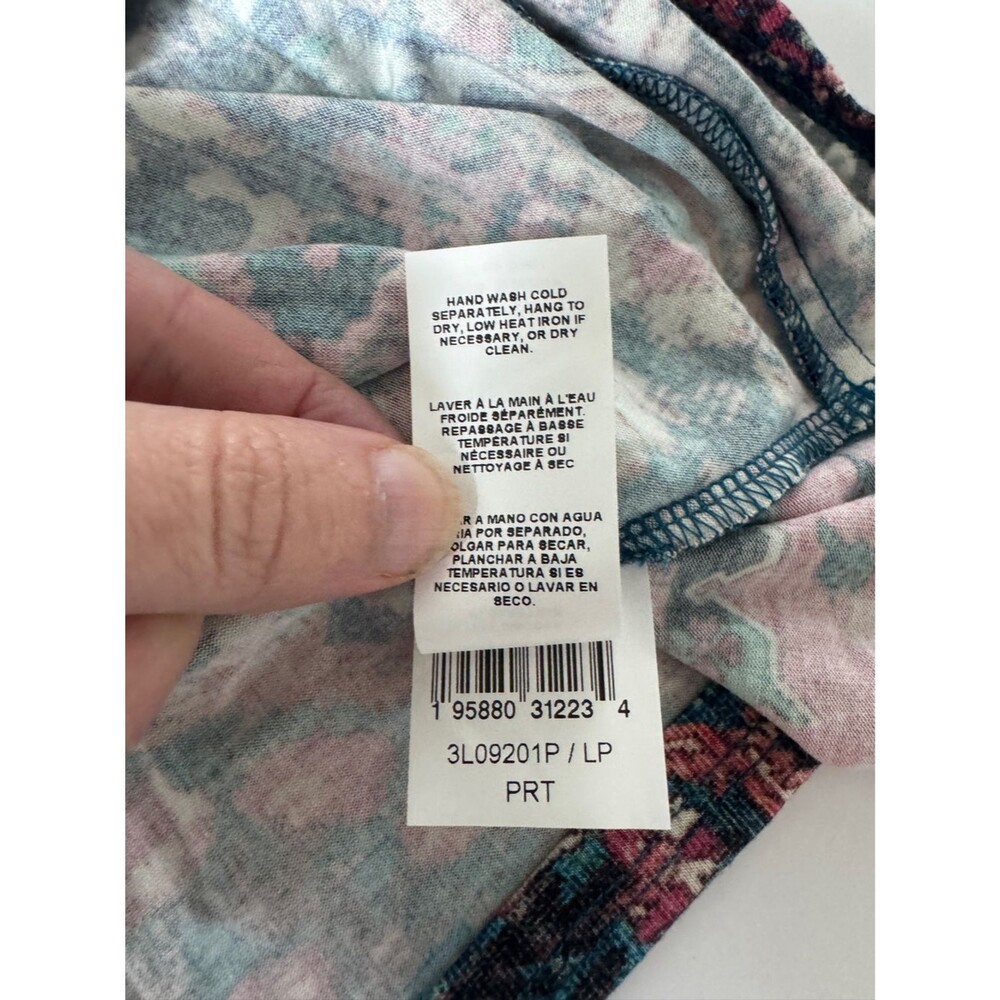 Karen Kane Pink Multicolor Abstract Print Drape Front Top Size Large Petite NWT - Picture 8 of 8